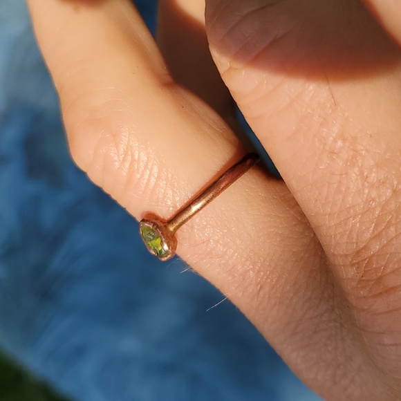 Organic Unique Handmade Copper Electroplated Peridot Ring Size 10.25 - Picture 2 of 3